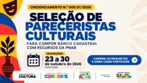 Inscrições para seleção de pareceristas culturais em Coruripe seguem até 30 de outubro